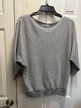 89th and Madison Light Gray Embellished Crewneck Sweater